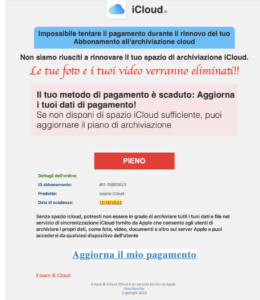 campagna phishing “le tue foto e i tuoi video verranno eliminati”